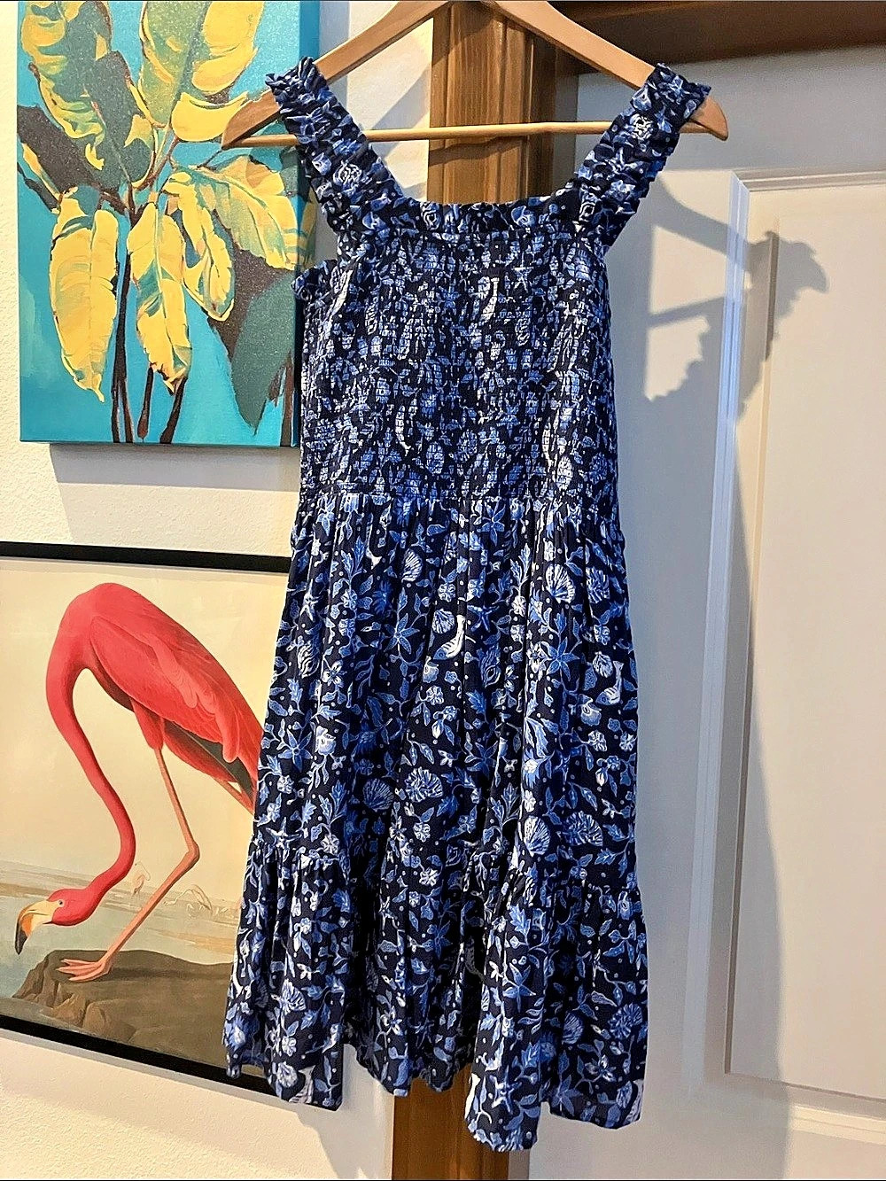 Women's Floral Mini Dress in Blue & White